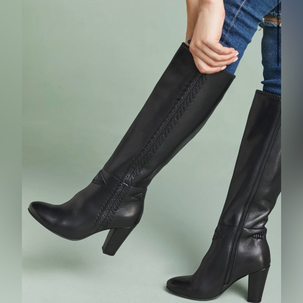Seychelles Reserved Genuine leather braided knee high boots.